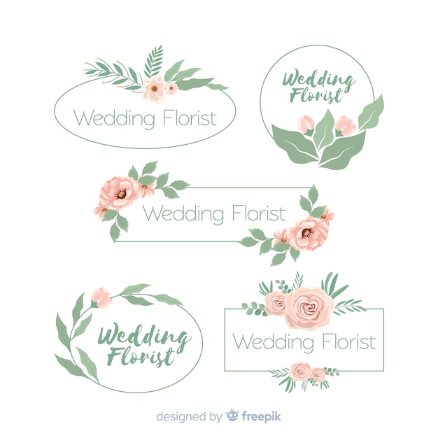 Free vector wedding florist logo templates collection