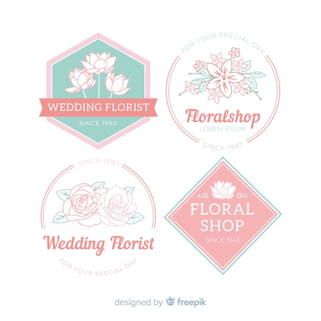 Collezione di modelli di logo fiorista matrimonio