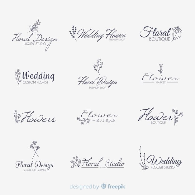 Wedding florist logo templates collection