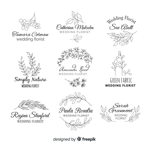 Wedding florist logo templates collection