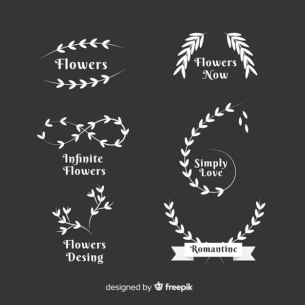 無料ベクター 結婚式の花屋のロゴのテンプレートコレクション
