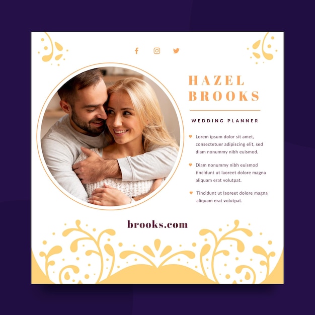 Wedding flyer template with photo