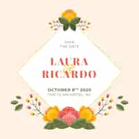Free vector wedding frame with floral elements