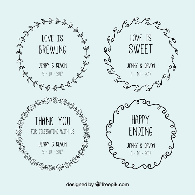 Free vector wedding frames collection