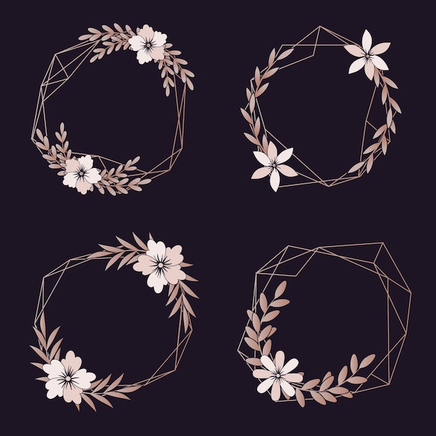 Free vector wedding geometric borders collection