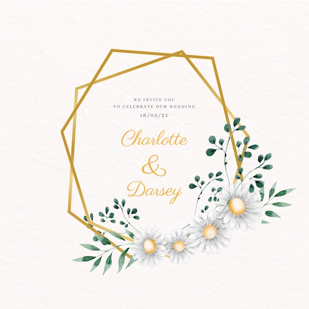 Free vector wedding golden floral frame