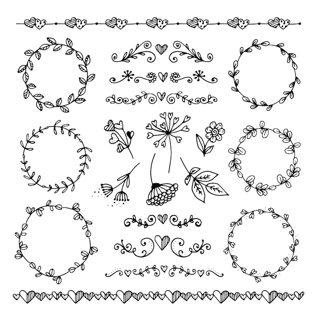 Free vector wedding hand drawn album ornaments