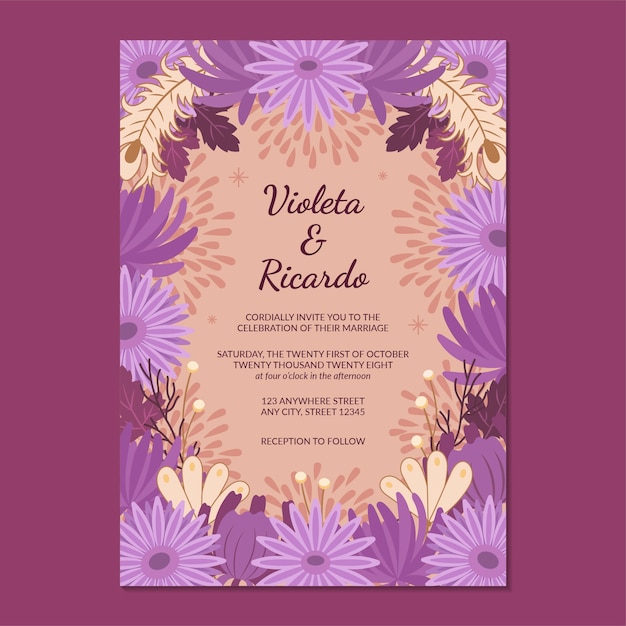 Free vector wedding hand drawn boho invita