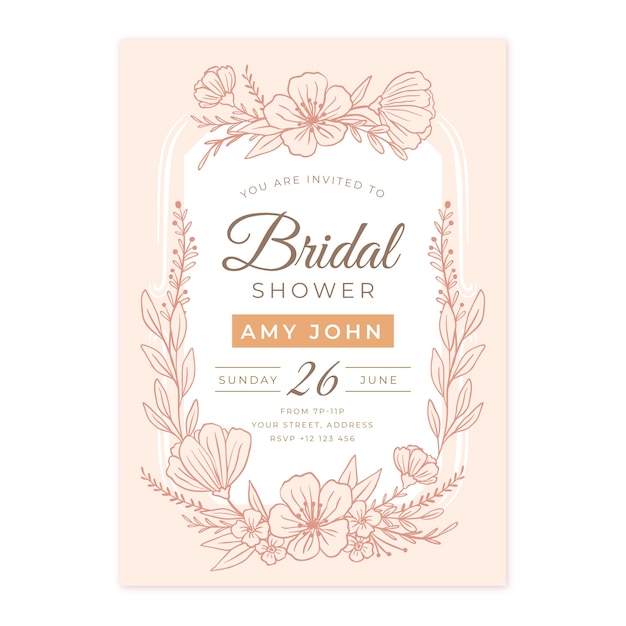 Wedding hand drawn bridal shower invitation