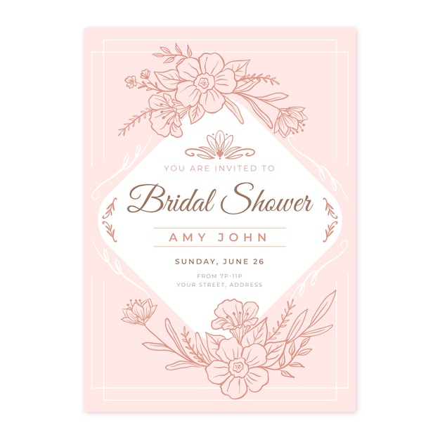 Wedding hand drawn bridal shower invitation