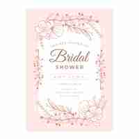 Free vector wedding hand drawn bridal shower invitation