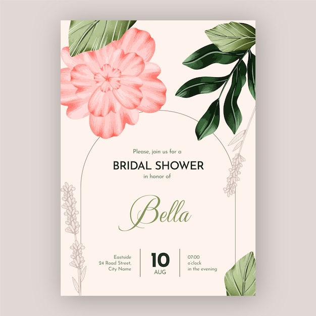 Free vector wedding hand drawn bridal shower invitation