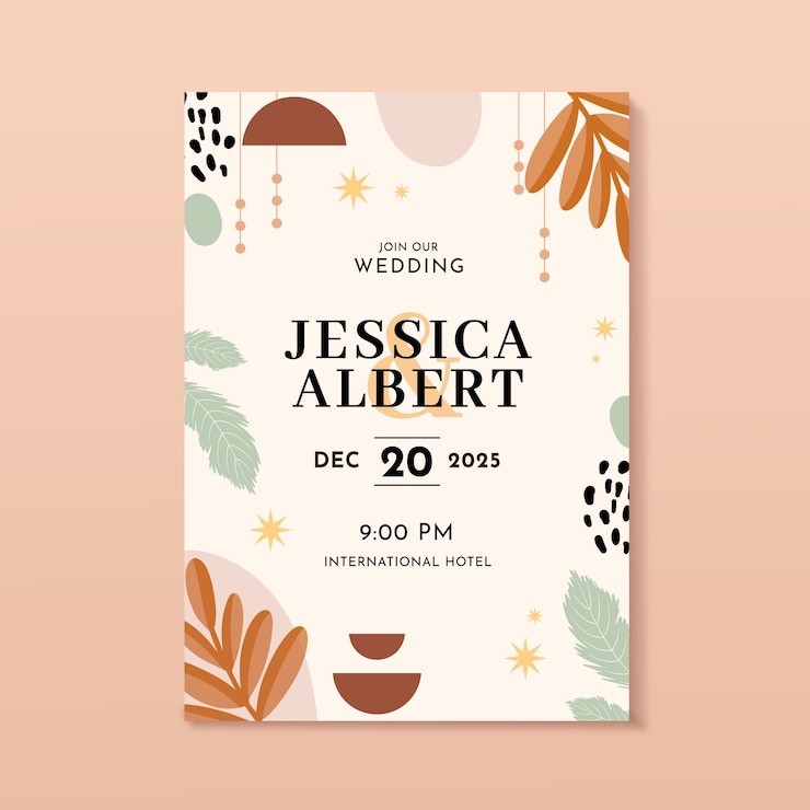 Free Vector wedding hand drawn flat boho poster