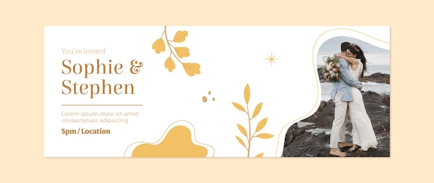 Free vector wedding hand drawn flat facebook cover