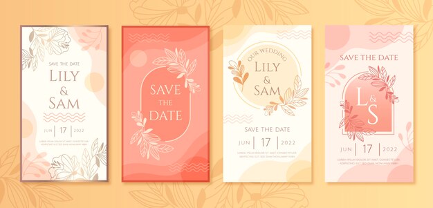 Free vector wedding hand drawn flat ig stories