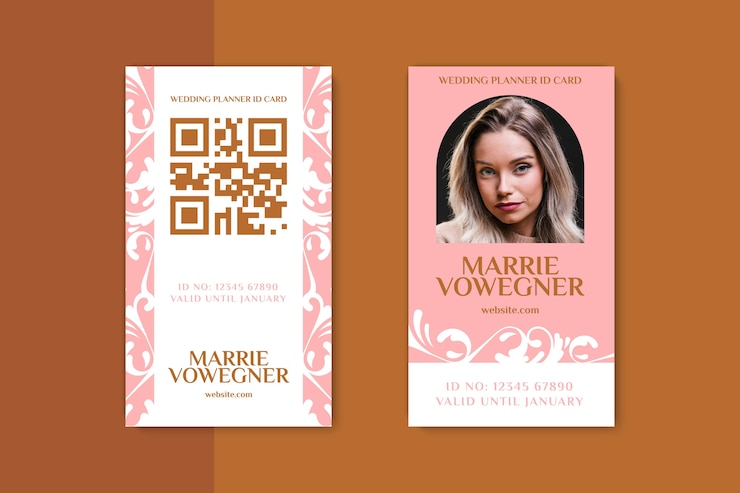 Free Vector wedding id card  template design