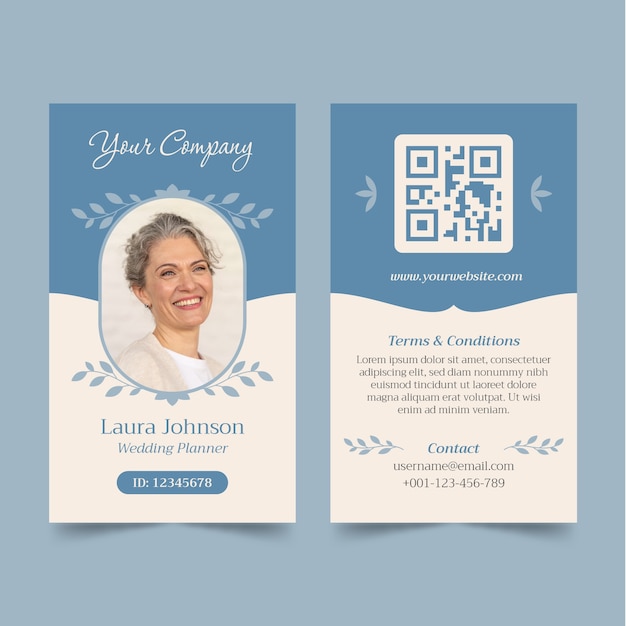 Free vector wedding id card  template design