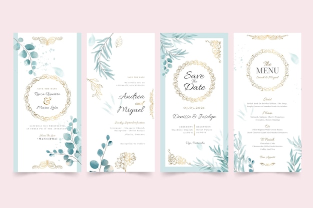 Free vector wedding instagram story collection