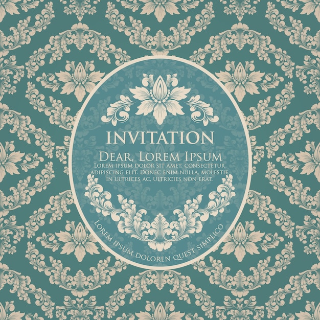 Free vector wedding invitation and announcement card template with vintage design