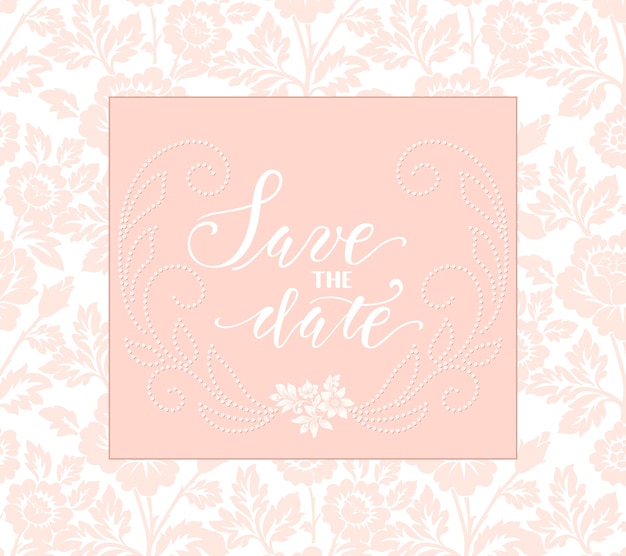 Free Vector wedding invitation and announcement card with floral artwork.