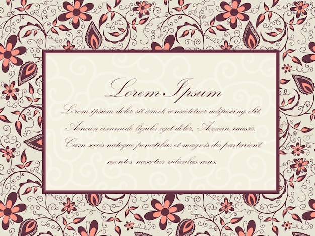 Wedding invitation and announcement card with floral background artwork. elegant ornate floral background. floral background and elegant flower elements. design template.