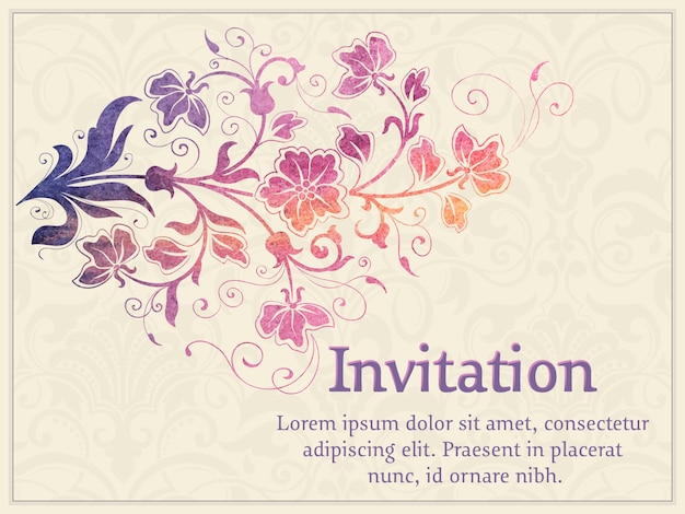 Free vector wedding invitation and announcement card with floral background artwork