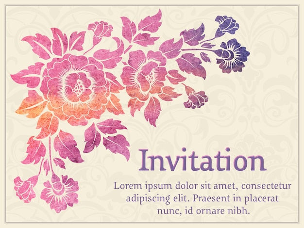 Free vector wedding invitation and announcement card with floral background artwork