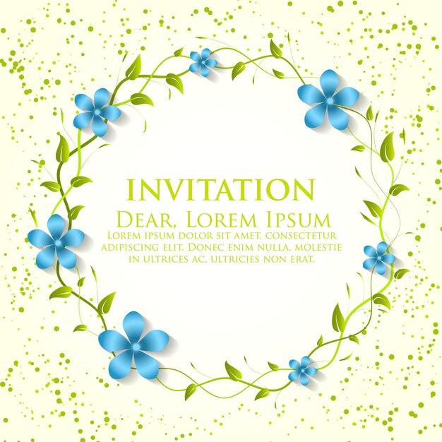 Wedding invitation and announcement card with floral background artwork