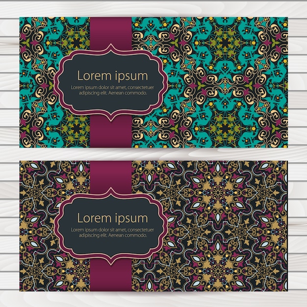 Free vector wedding invitation and announcement card with ornament in arabian style