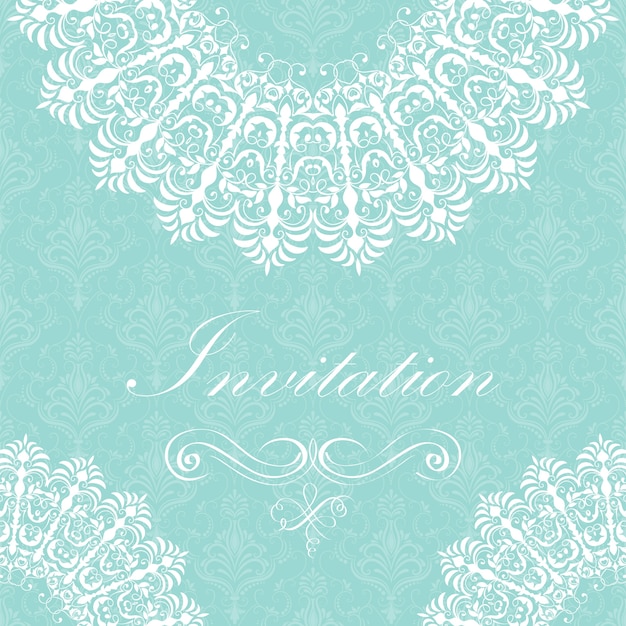 Wedding Invitation and Announcement Card with Ornamental Round Lace