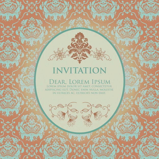 Free Vector | Wedding invitation and announcement card with vintage  background artwork. elegant ornate damask background. elegant floral  abstract ornament. design template.