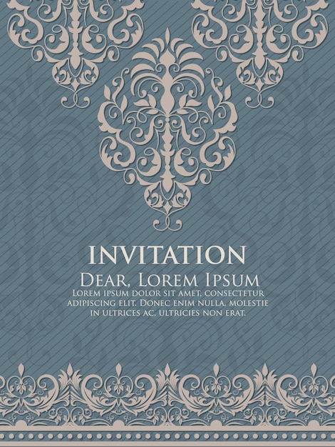 Free vector wedding invitation and announcement card with vintage background artwork