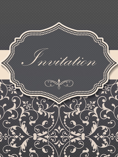 Wedding invitation and announcement card with vintage background artwork