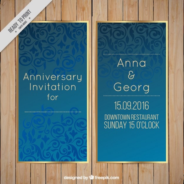 Free vector wedding invitation, blue luxury pattern