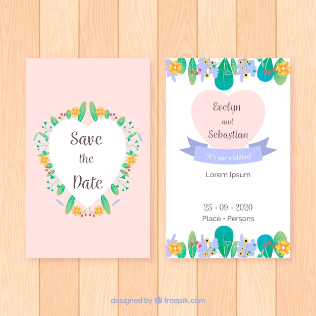 Wedding invitation card in flat style