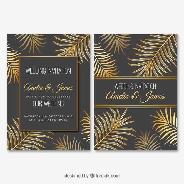 Wedding invitation card in flat style