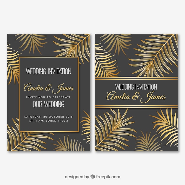 Wedding invitation card in flat style