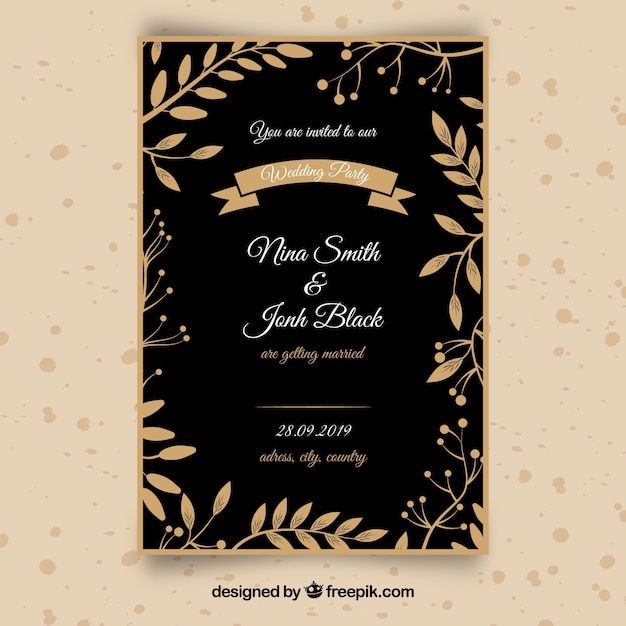 Free vector wedding invitation card in flat style