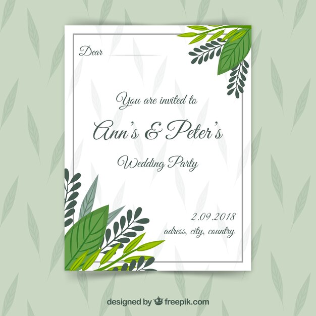 wedding invitation card in flat style