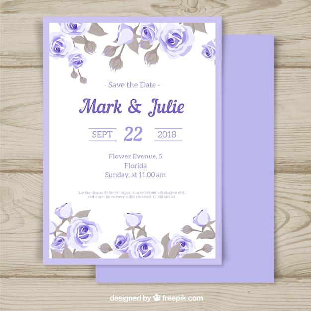 Free vector wedding invitation card in flat style