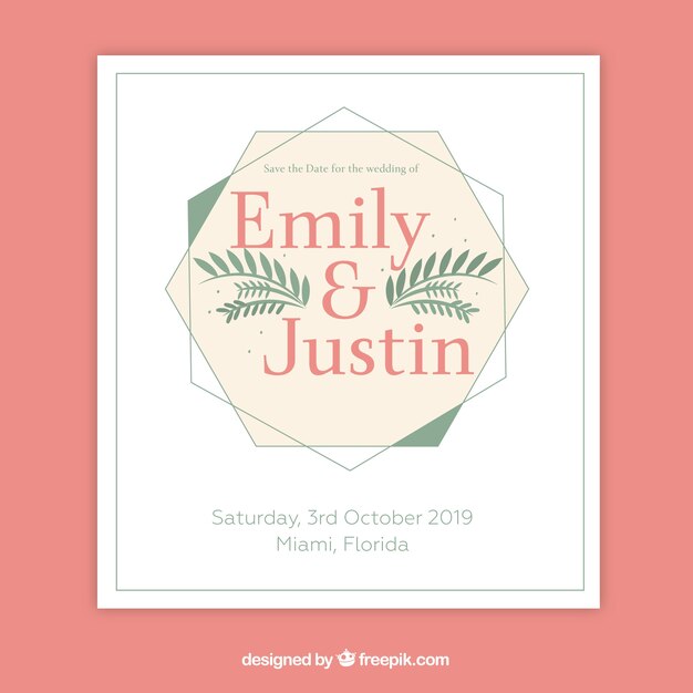 Free vector wedding invitation card in flat style