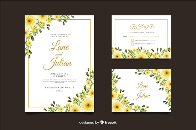 Wedding invitation card template and rsvp