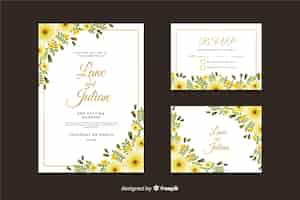 Free vector wedding invitation card template and rsvp
