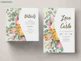 Бесплатное векторное изображение Шаблон свадебного приглашения с красивыми цветущими красочными цветочными