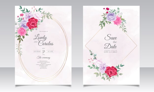 아름 다운 피 꽃 결혼식 초대 카드