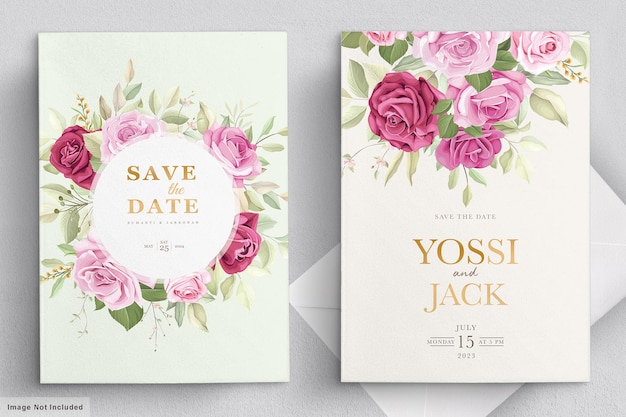 아름 다운 꽃으로 결혼식 초대 카드