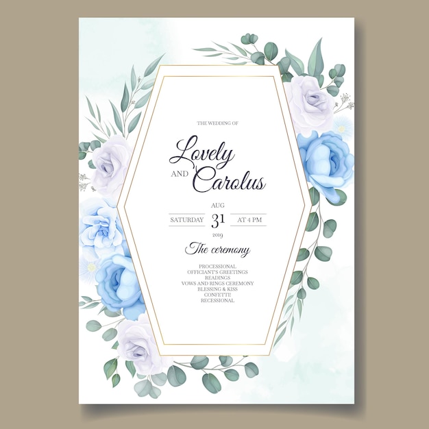Wedding invitation card with beautiful hand draw floral