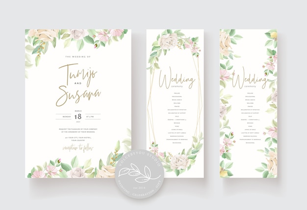 Wedding invitation card with beautiful roses