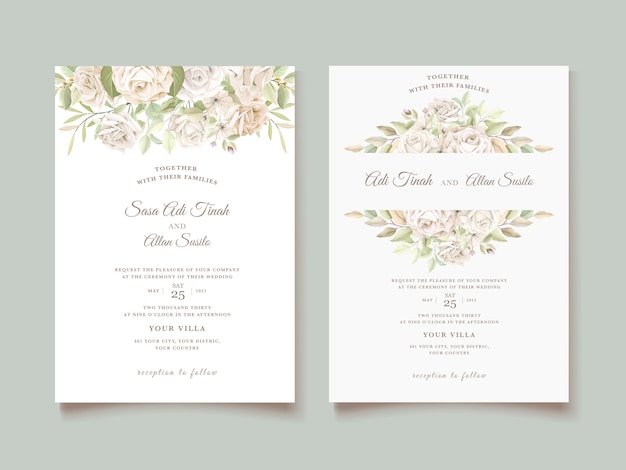 美しいバラの結婚式の招待カード
