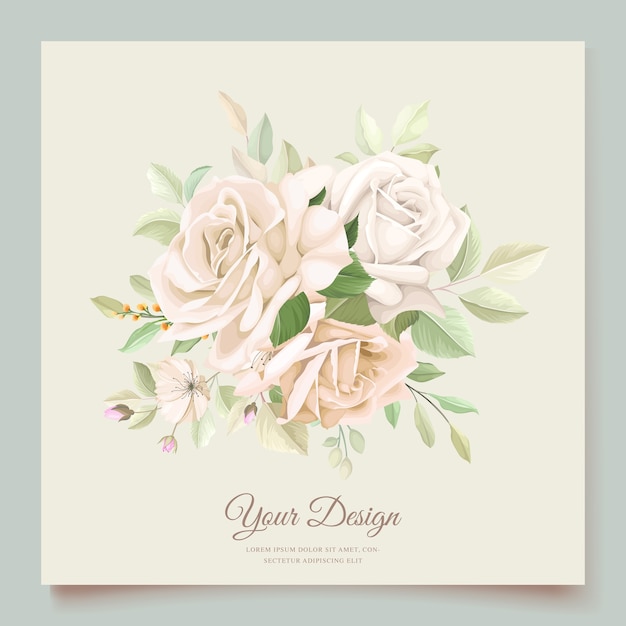 Free vector wedding invitation card with beautiful roses
